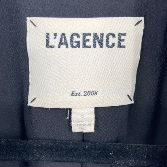 L’Agence Quinton Rosette Detail Long Tuxedo Jacket Coat In Black size 6 - Picture 13 of 15